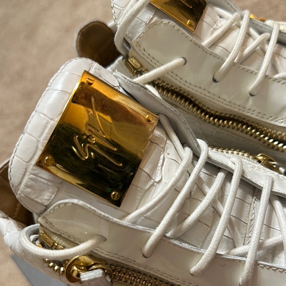 Giuseppe zanotti White and Gold High-Top Sneakers - Picture 3 of 5